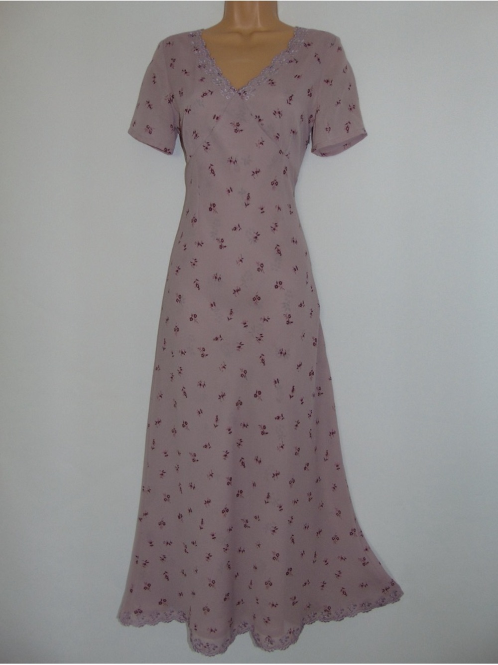 Laura Ashley Lavender Floral Maxi Dress Cottagecore 1920s Inspired Size 12 NWT